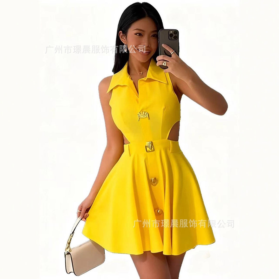 Damen modisches Hochzeitskleid mit Knopfverschluss und seitlichen Cut-Outs Echo Archiv