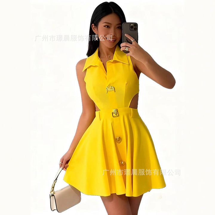 Damen modisches Hochzeitskleid mit Knopfverschluss und seitlichen Cut-Outs Echo Archiv