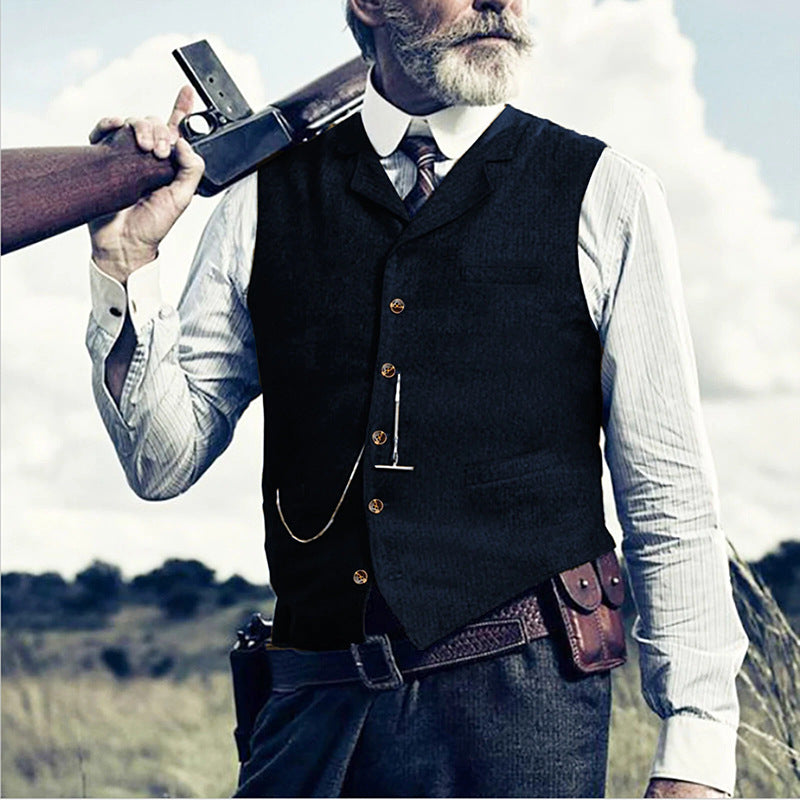 Herren Elegante Weste mit Knopfdetails und seitlichen Taschen Echoarchiv