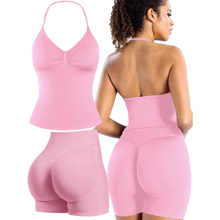 Damen Sportoberteil mit push-up Effekt und figurformenden Shorts Echo Archiv