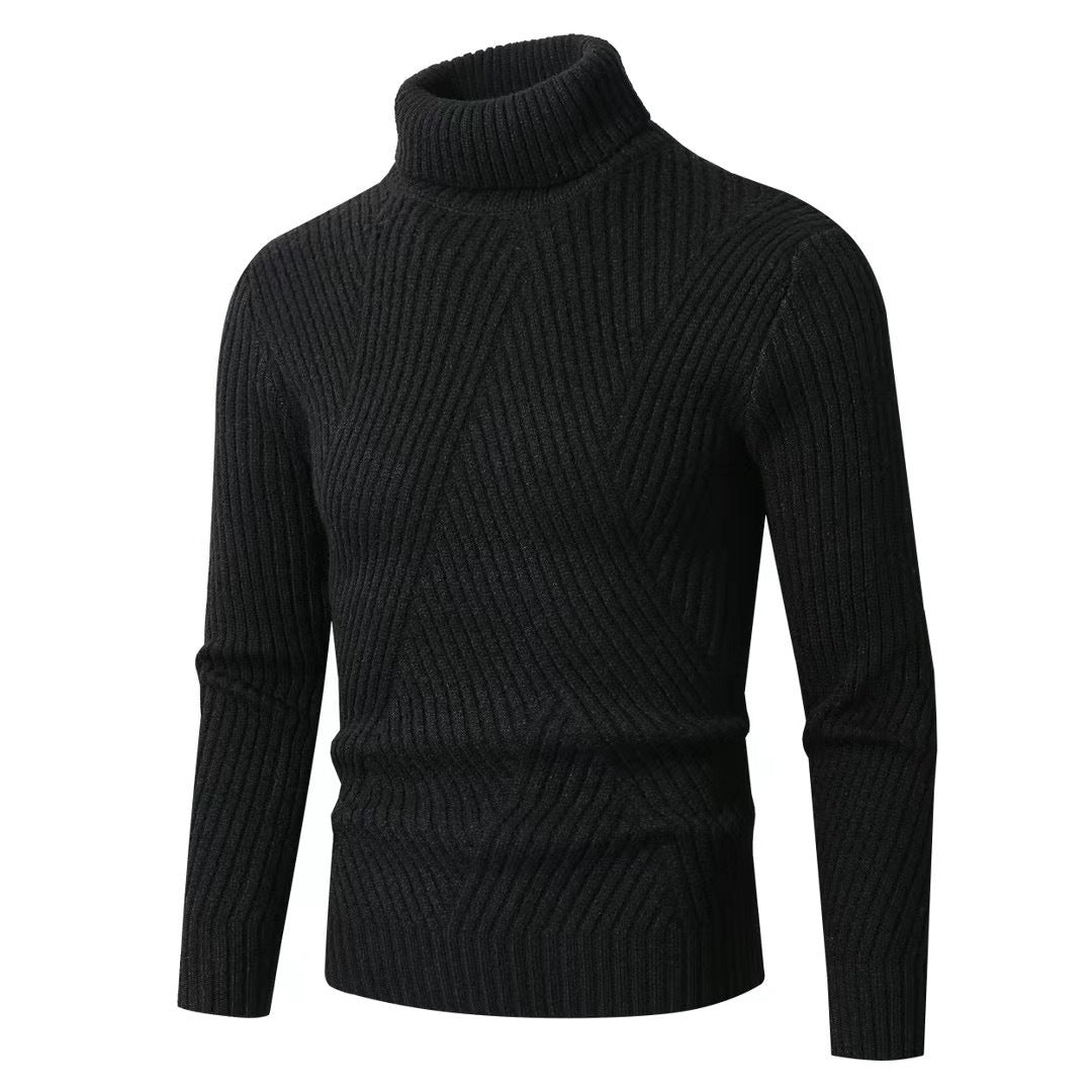 Herren nan strukturierter Rollkragenpullover mit diagonaler Rippstruktur und schlanker Passform Echo Archiv