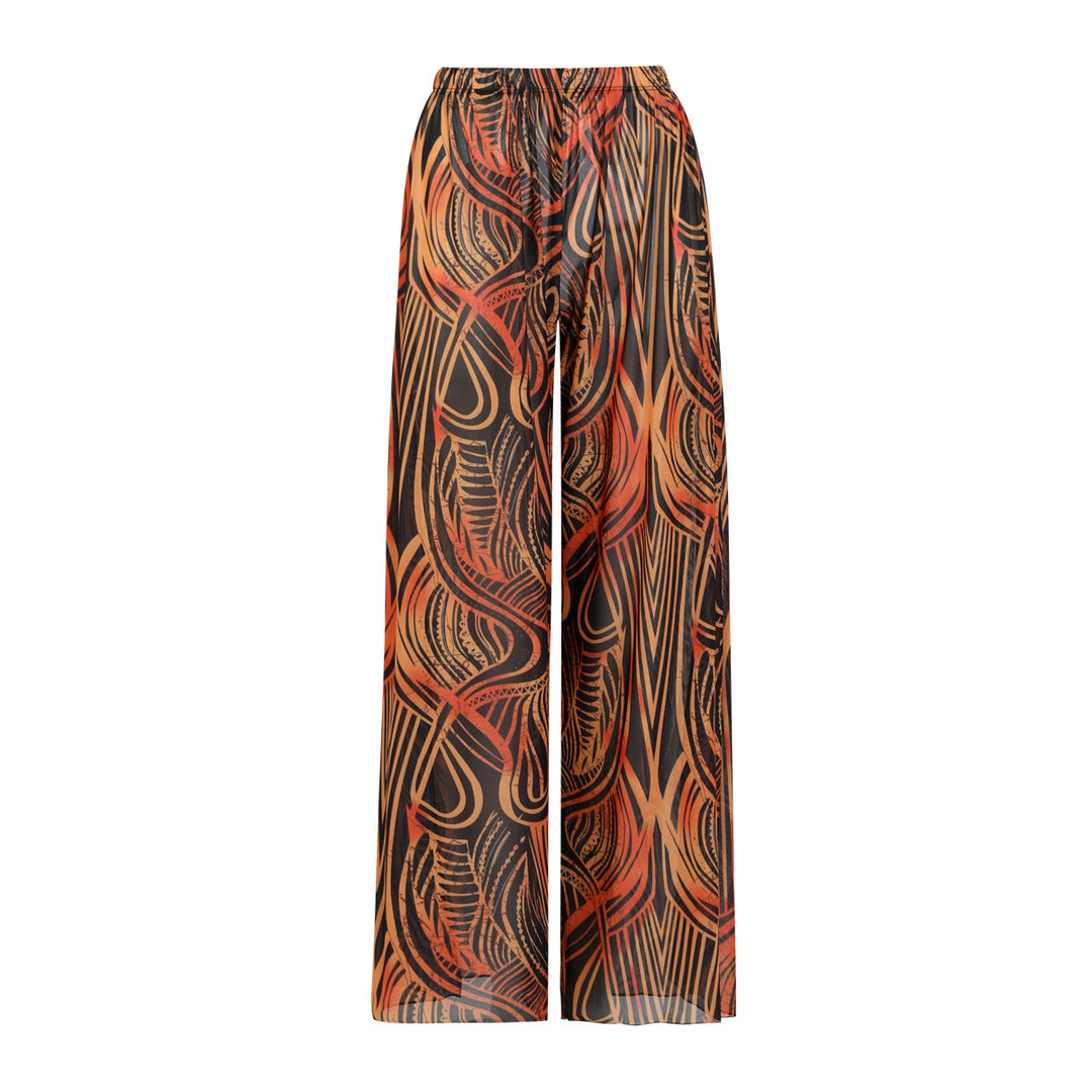 Damen Hochgeschnittene Palazzo-Hosen mit buntem Muster Echo Archiv