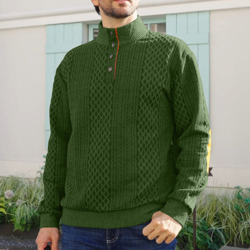 Herren Strickpullover mit meliertem Muster und Knopfleiste Echoarchiv