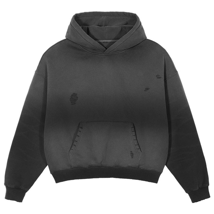 Herren Oversize-Kapuzenpullover mit verwaschenem Used-Effekt und Destroyed-Details Echo Archiv