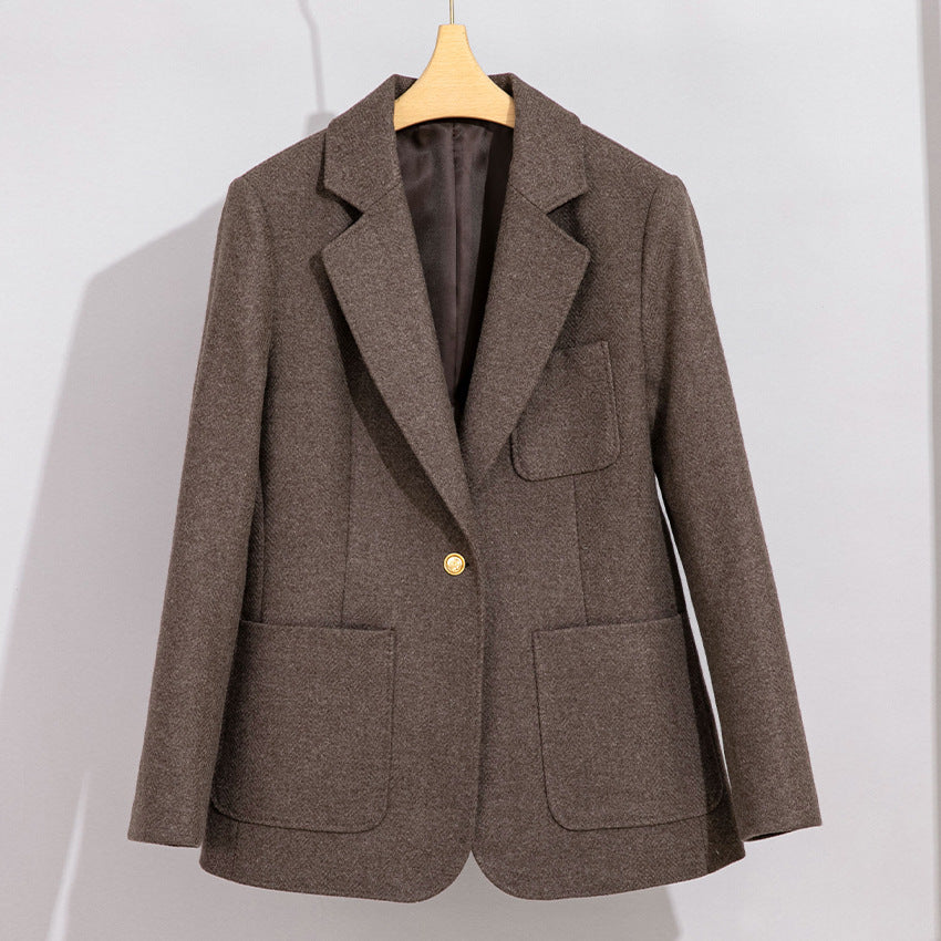 Damen Eleganter Wollblazer mit aufgesetzten Taschen Echoarchiv