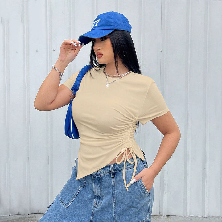 Damen T-Shirt mit seitlichen Riemen und asymmetrischem Schnitt Echo Archiv
