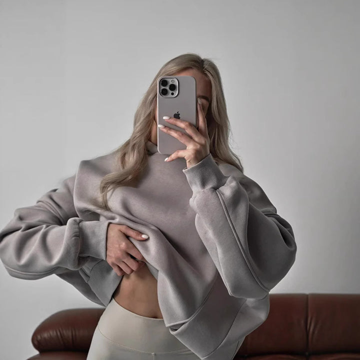 Damen oversized Kapuzenpullover mit extraweiter Passform und tief geschnittener Kapuze – Auréline