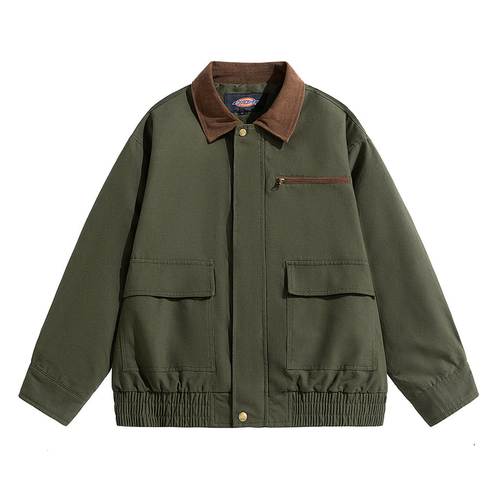 Herren Oversize-Utility-Fieldjacke mit Cordkragen, elastischem Saum & Pattentaschen Echoarchiv