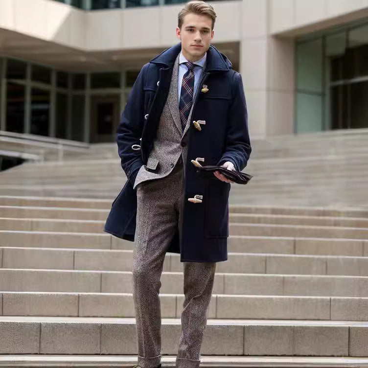 Herren Stilvoller Dufflecoat mit Knopfdetails Echoarchiv