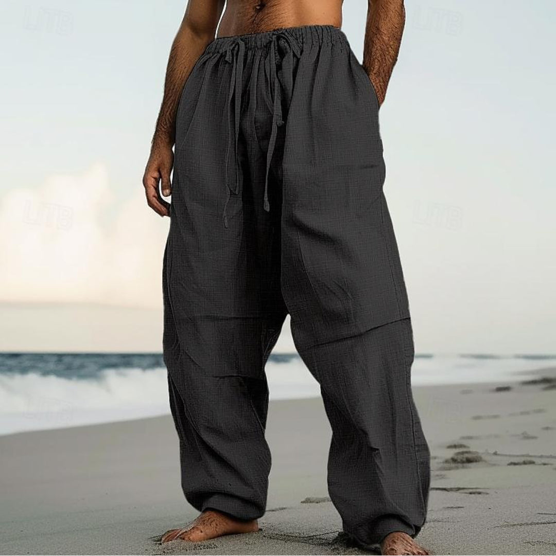Herren luftige Leinenhose mit elastischem Bund Echoarchiv