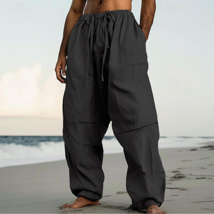 Herren luftige Leinenhose mit elastischem Bund Echoarchiv