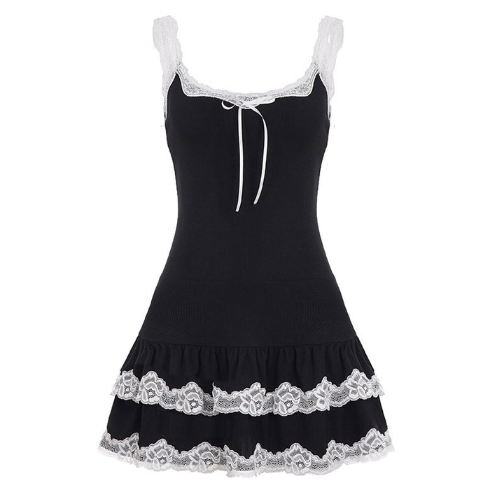 Damen Verspieltes Babydoll-Kleid mit Spitzenrand und verstellbaren Trägern Echo Archiv