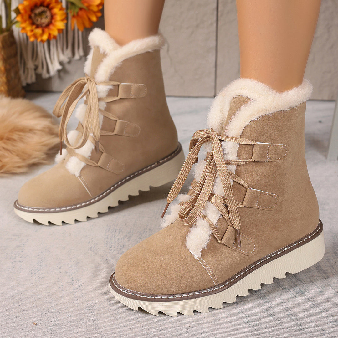 Damen  kurze gefütterte Schnürboots mit Teddyfutter, gesteppter Laufsohle und ergonomischem Komfortfußbett Echo Archiv