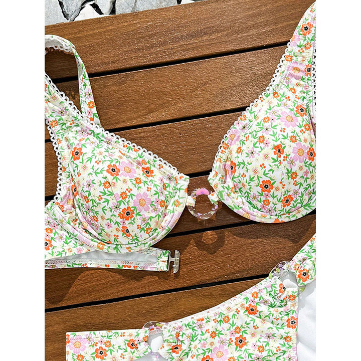 Damen Bikini-Set mit floralem Druck und raffinierten Rüschen Echo Archiv