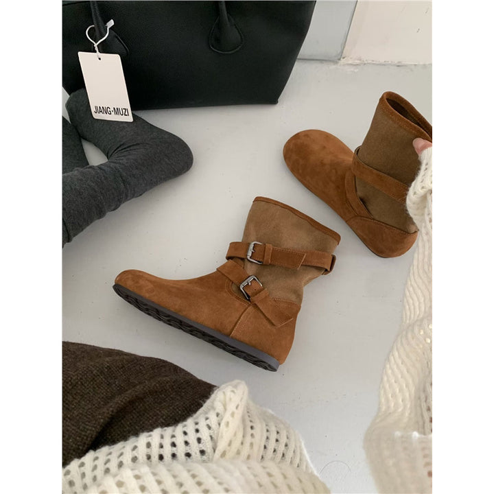 Damen Komfortable Stiefeletten mit dekorativen Riemen Echo Archiv