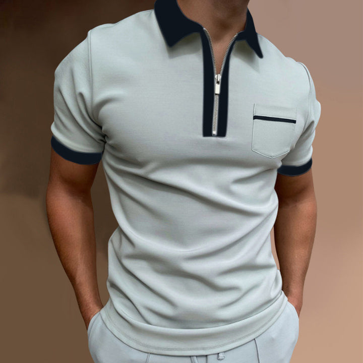 Herren sportliches Kurzarm-Poloshirt mit Reißverschluss und Brusttasche Echoarchiv