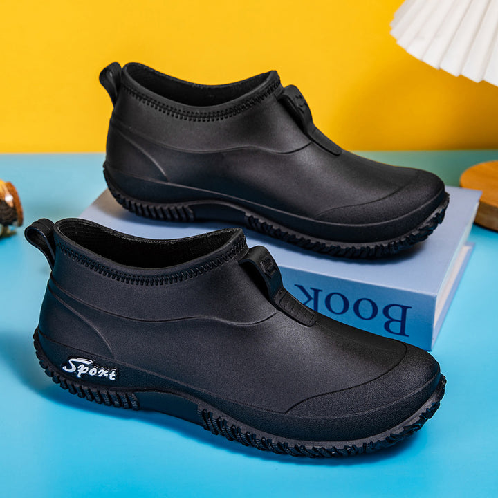 Damen Kurzschaftige wasserdichte Slip‑On Gummistiefelette mit Neoprenkragen und profiliertem Anti‑Rutsch‑Laufsohlen‑Design Echoarhiv