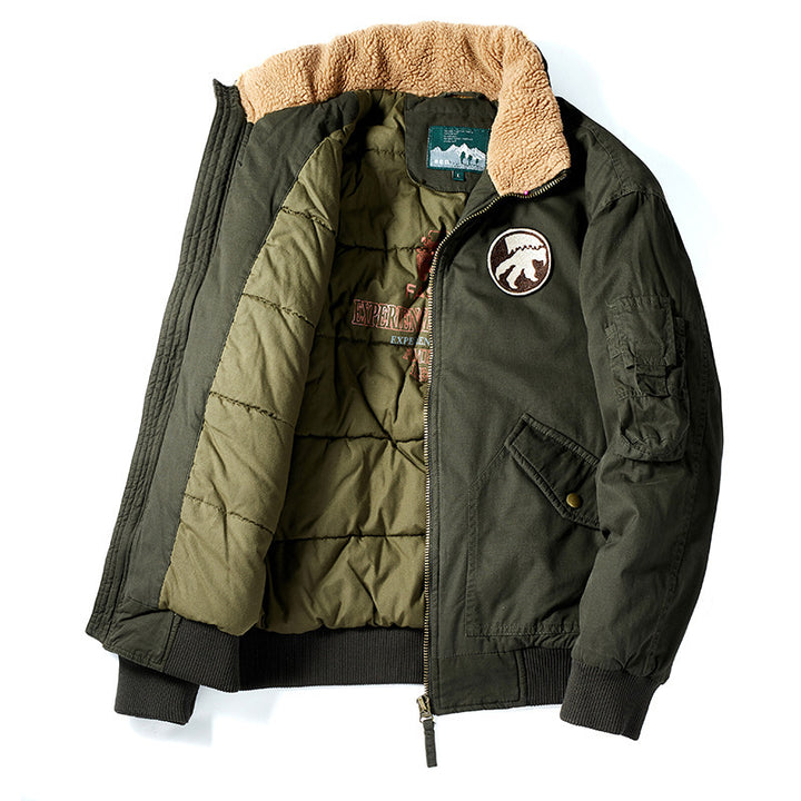 Herren Vintage-Canvas Pilotenjacke mit Teddykragen und wattierter Steppinnenlage Echo Archiv