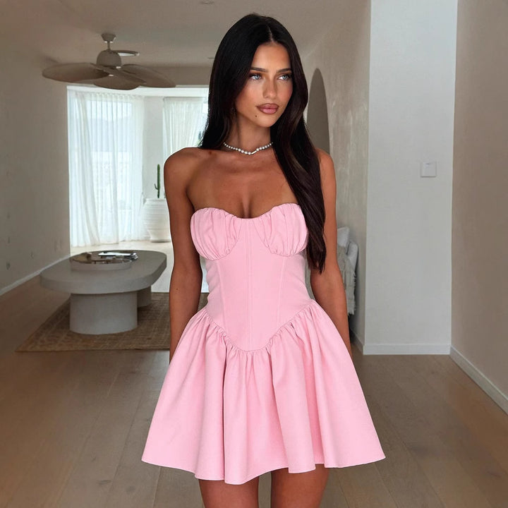 Damen Bustierkleid mit ausgestellt Rock und Raffungen Echo Archiv