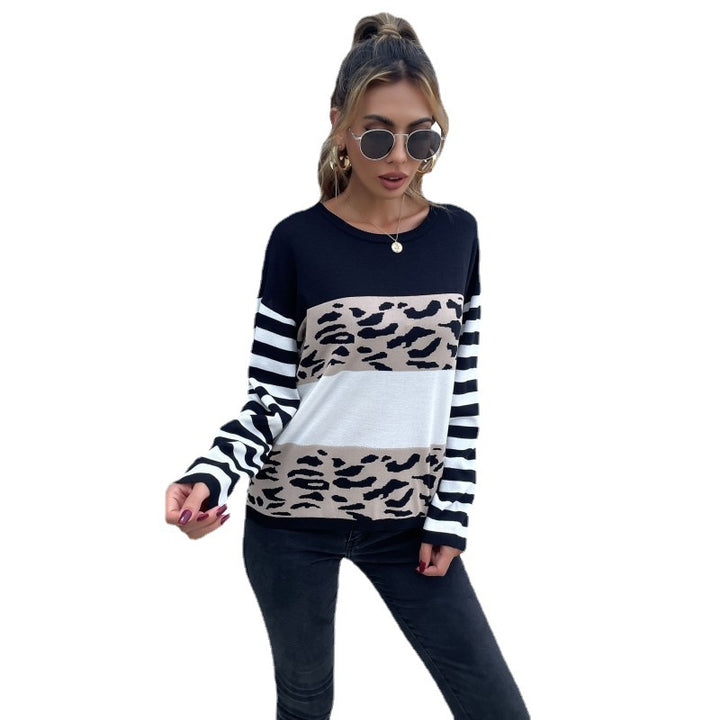 Damen Strickpullover mit Animal-Blockstreifen und Bretonärmeln Echoarchiv