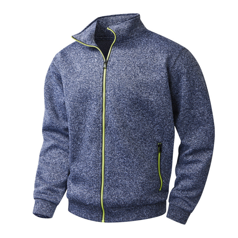 Herren Melierte Reißverschluss-Fleecejacke mit Stehkragen, wärmender Struktur & Kontrastzipper Echo Archiv