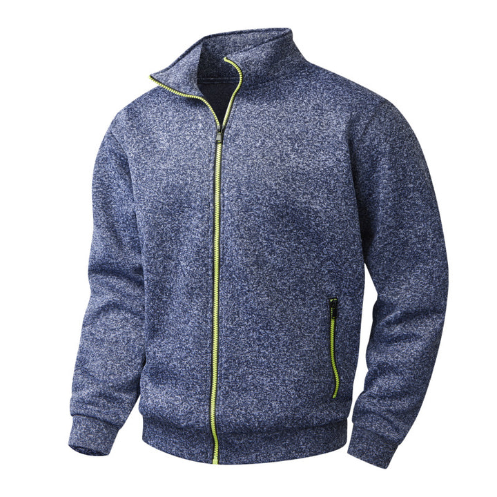 Herren Melierte Reißverschluss-Fleecejacke mit Stehkragen, wärmender Struktur & Kontrastzipper Echo Archiv