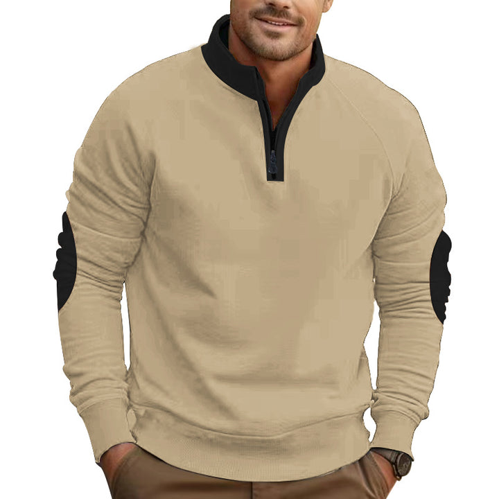 Herren Fleece-Pullover mit Reißverschluss und kontrastierenden Ärmeln Echoarchiv
