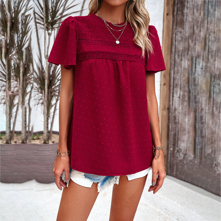 Damen Bluse mit Puffärmeln und dekorativer Spitzenverarbeitung Echo Archiv