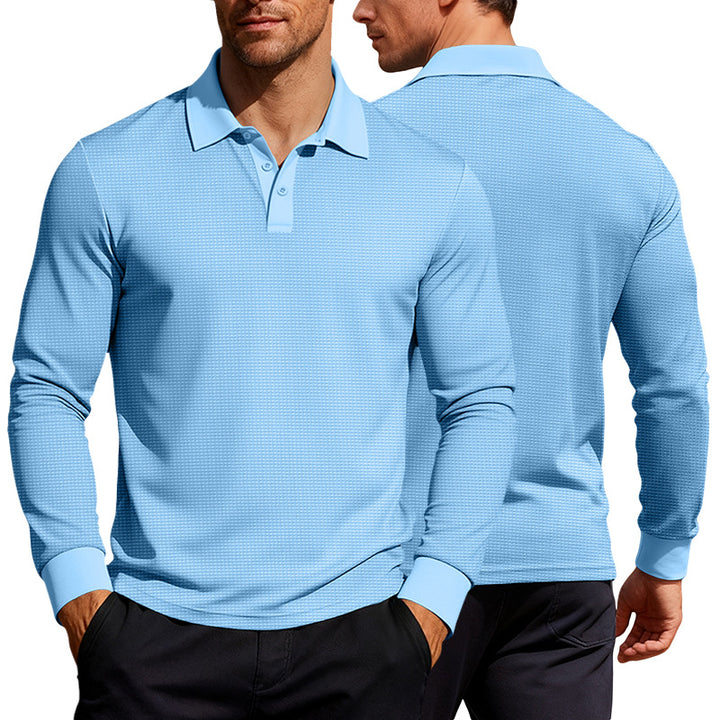 Herren nan Langarm-Poloshirt aus Waffelstrick mit schmaler Passform verdeckter Knopfleiste und Hemdkragen Echo Archiv