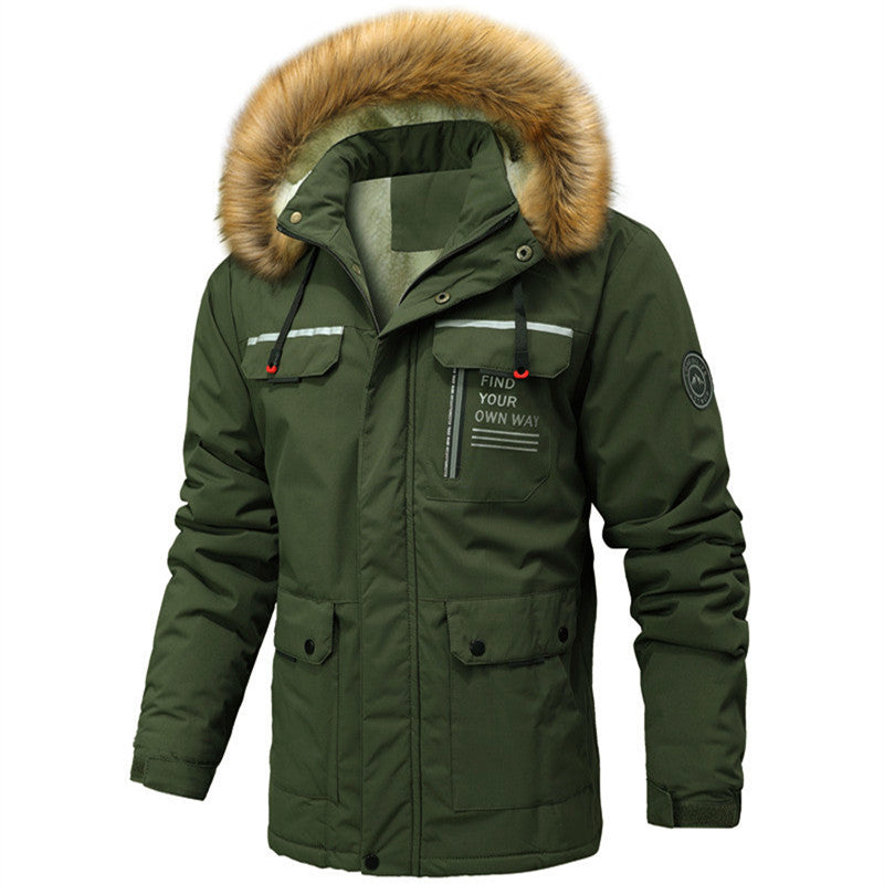Herren Thermoisolierter Winterparka mit Teddyfutter, abnehmbarer Kunstpelzkapuze und Multifach-Taschen Echoarchiv