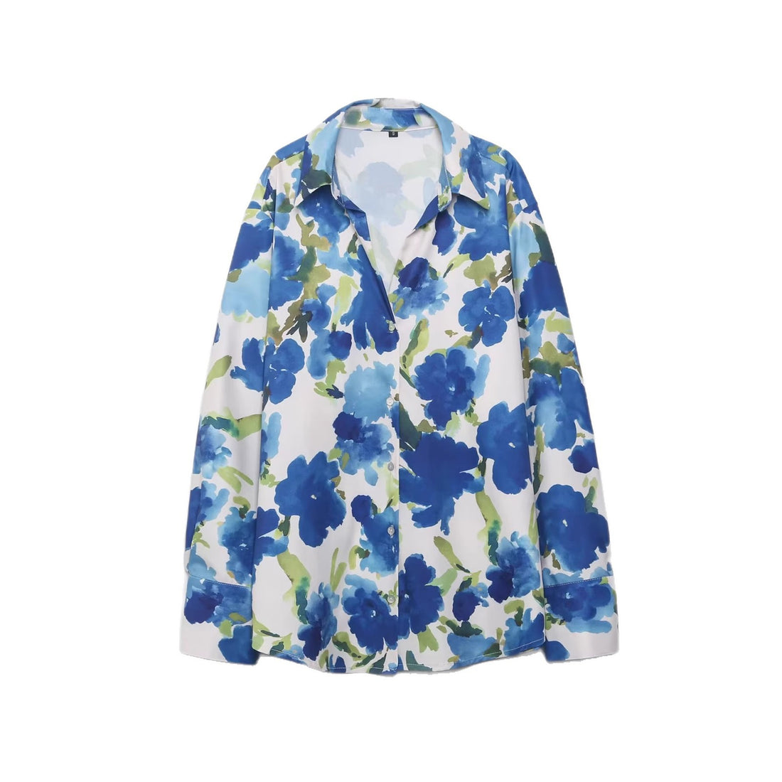 Damen Locker geschnittene seidenähnliche Hemdbluse mit Aquarell-Print Echoarchiv