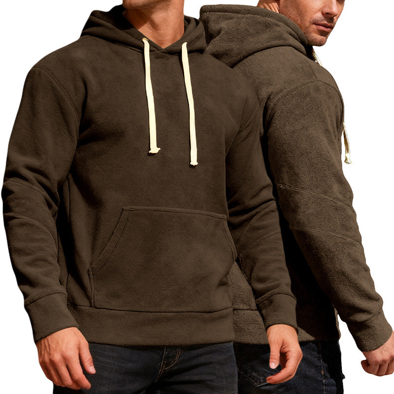 Herren nan samtweicher Kapuzenpullover mit Nahtdetails, Kängurutasche und Kontrastkordel Echo Archiv