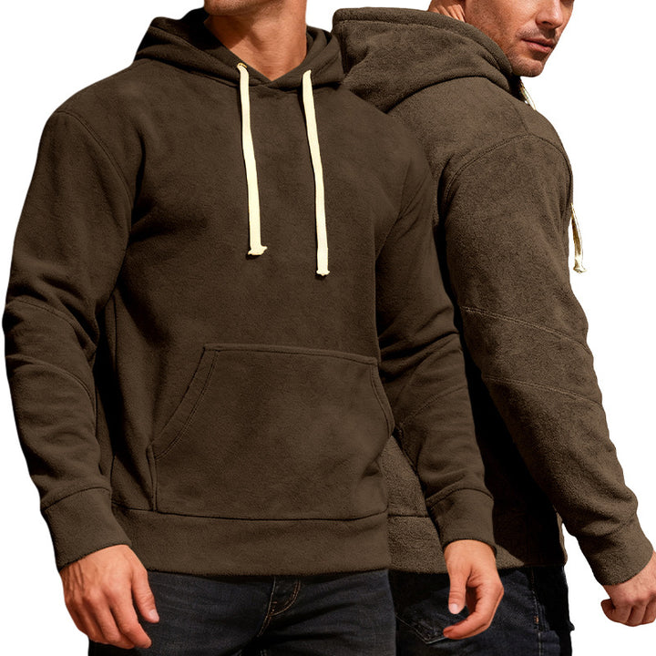 Herren nan samtweicher Kapuzenpullover mit Nahtdetails, Kängurutasche und Kontrastkordel Echo Archiv