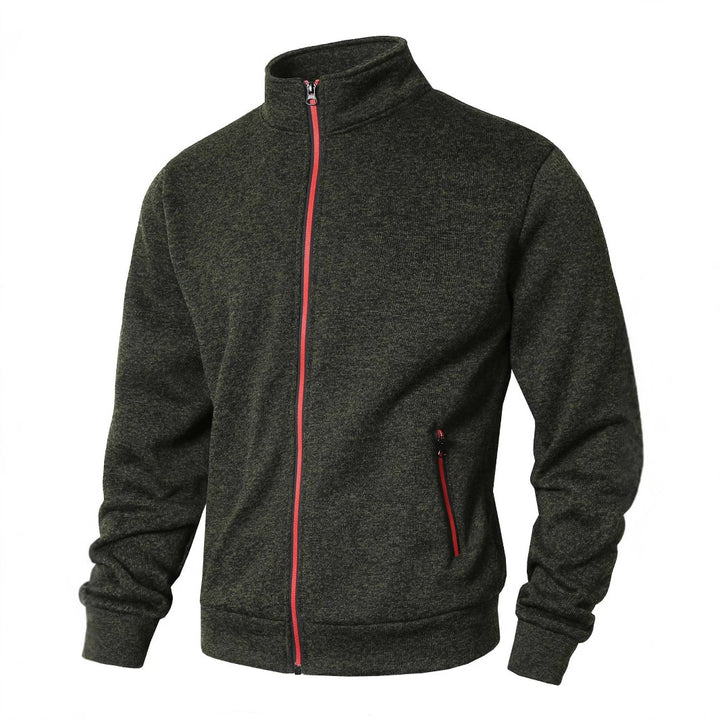 Herren sportliche Fleecejacke mit hohem Kragen und Reißverschlüssen Echoarchiv