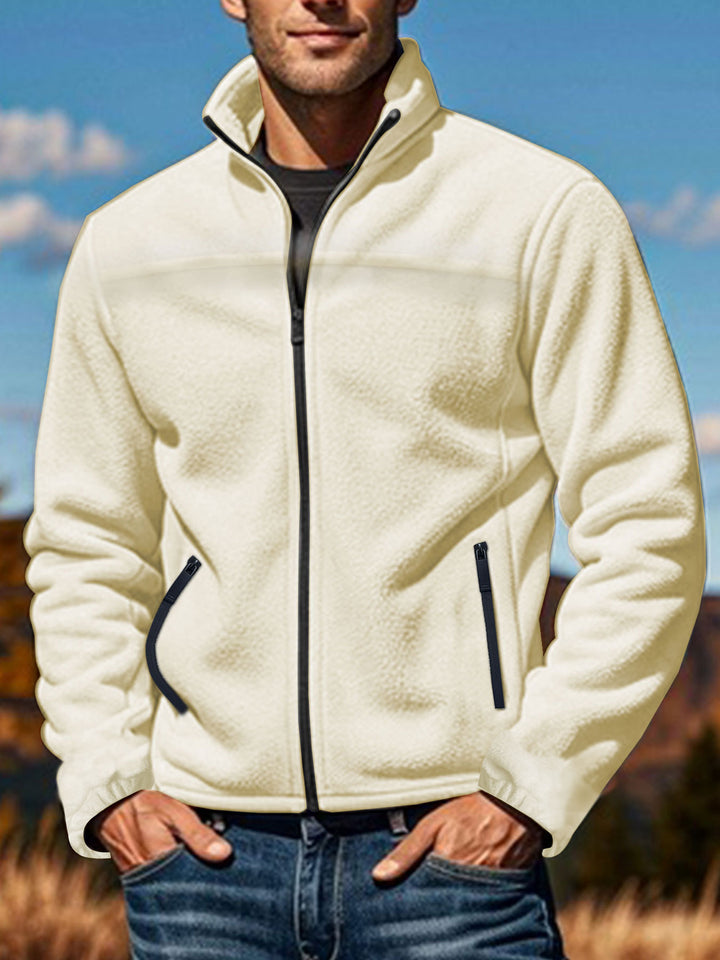 Herren nan warme Fleecejacke mit Reißverschluss, Stehkragen und Reißverschlusstaschen Echo Archiv