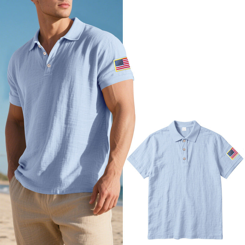 Herren Polohemd mit modischem amerikanischem Flaggenmotiv und hochwertiger Baumwolle Echoarchiv