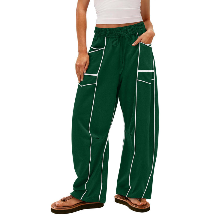 Damen nan weite Lounge-Hose mit Kordelzug, Kontrastpaspelierung und Cargo-Taschen Echo Archiv