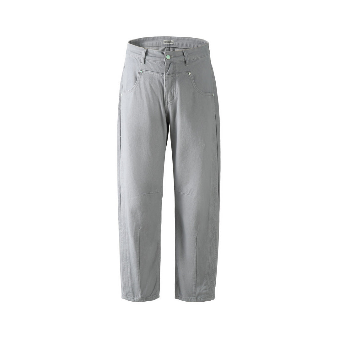 Damen Utility-Hose mit hoher Taille, geradem Bein und Ziernähten Echoarchiv
