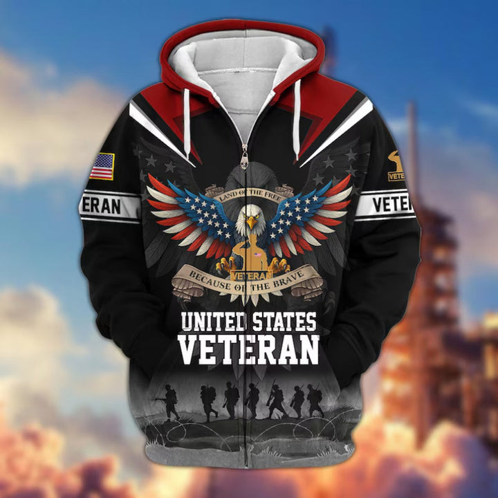 Herren Kapuzensweater mit amerikanischem Veteranenmotiv Echoarchiv