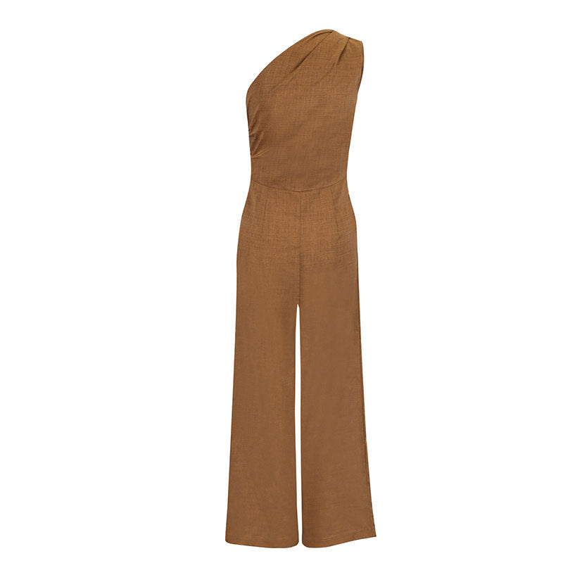Damen eleganter Jumpsuit mit asymmetrischem Ausschnitt und fließendem Schnitt Echo Archiv