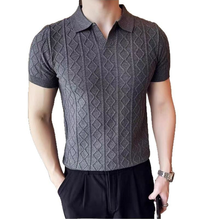 Herren Elegantes Strick-Polohemd mit dekorativer Struktur Echo Archiv