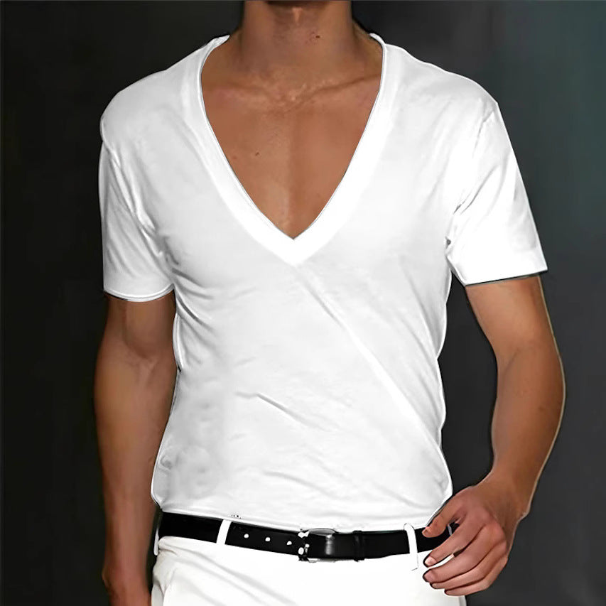 Herren V-Ausschnitt T-Shirt mit figurschmeichelndem Schnitt und hochwertigen Stoffen Echoarchiv