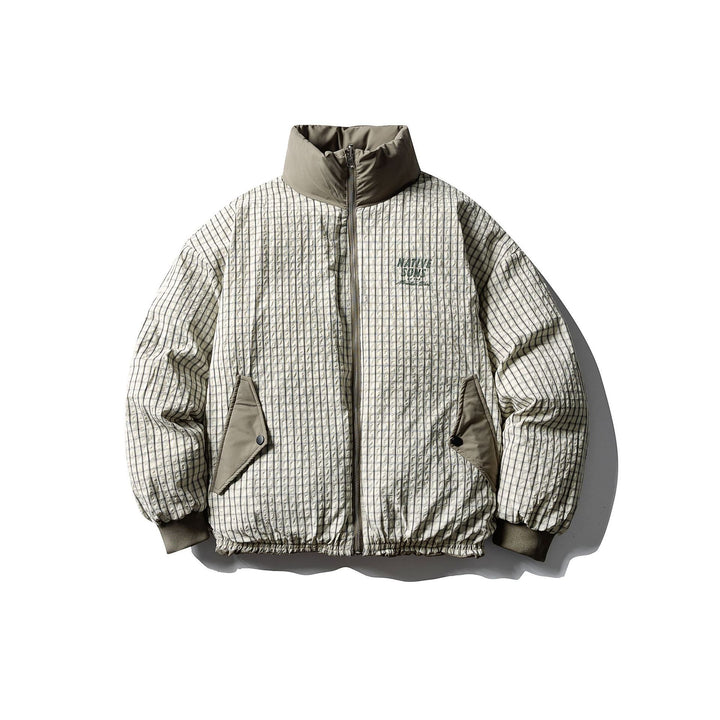 Herren Boxy-Pufferjacke mit hohem Stehkragen und minimalistischer Außenhülle Echoarchiv