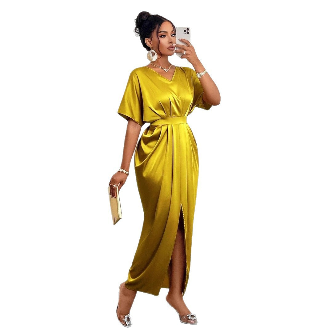 Damen Maxikleid mit elegantem V-Ausschnitt und tailliertem Design Echo Archiv