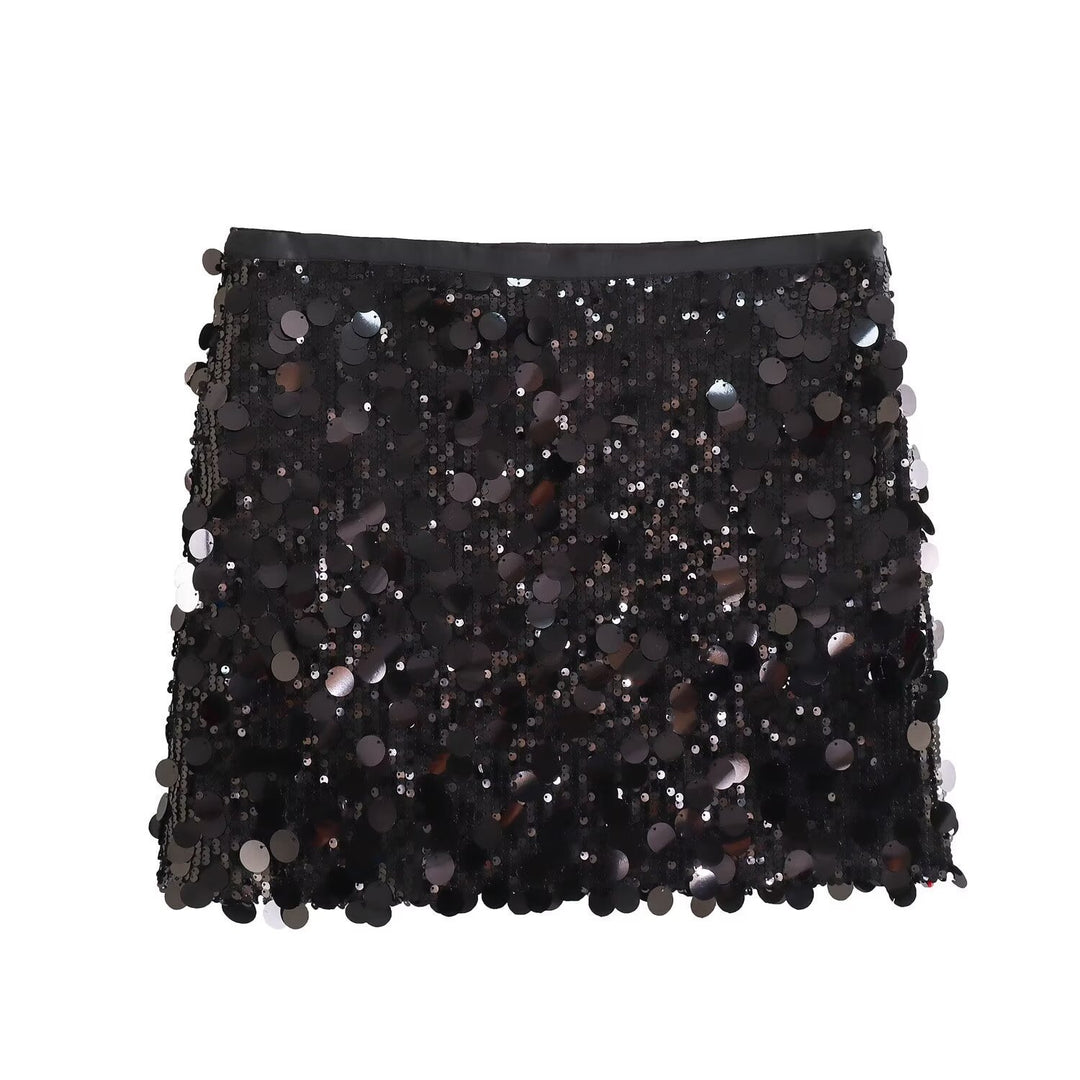 Damen Glitzernder Minirock mit Pailletten und elastischem Bund Echo Archiv