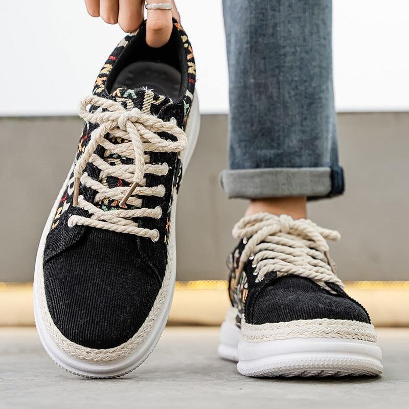 Damen Plateau-Espadrille-Sneaker mit geflochtenem Jute-Detail und monogramm-Canvas Echo Archiv