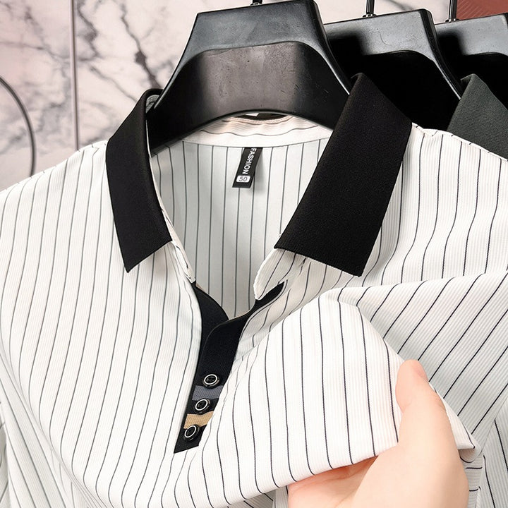 Herren modisches Poloshirt mit feinen Streifen Echoarchiv