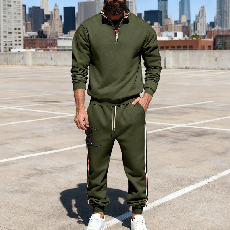 Herren nan stylisches Jogginganzug-Set mit Halbzip, gestreiften Seitenstreifen und konischer Joggerhose Echo Archiv