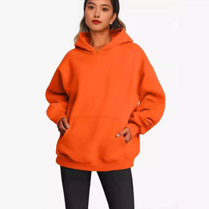 Damen nan Longline-Oversize Hoodie mit tiefer Schulter, verstärkter Kängurutasche und geripptem Saum Echo Archiv