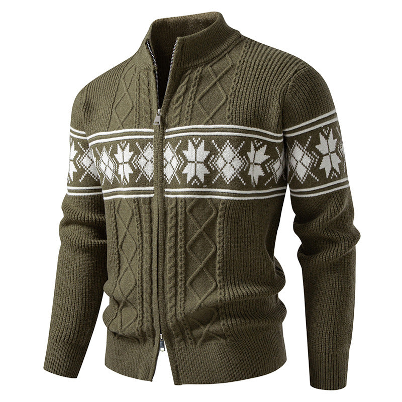 Herren nan Norweger-Strickjacke mit durchgehendem Reißverschluss und hohem Stehkragen Echo Archiv